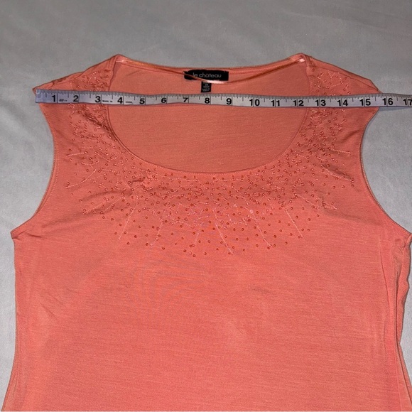 Le Chateau Tank Top Orange Bead Sequins Embellishments Sleeveless Women’s Sz S - Picture 8 of 10